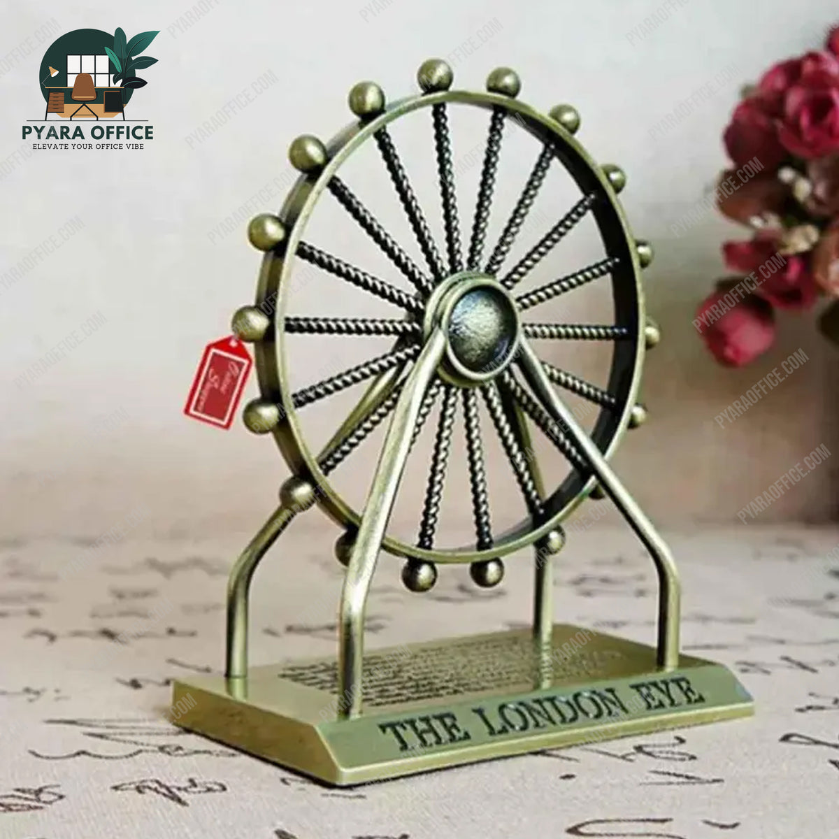 Metal Decortive London Eye Ferris Wheel Model Home Office Table Desk Top Ornaments