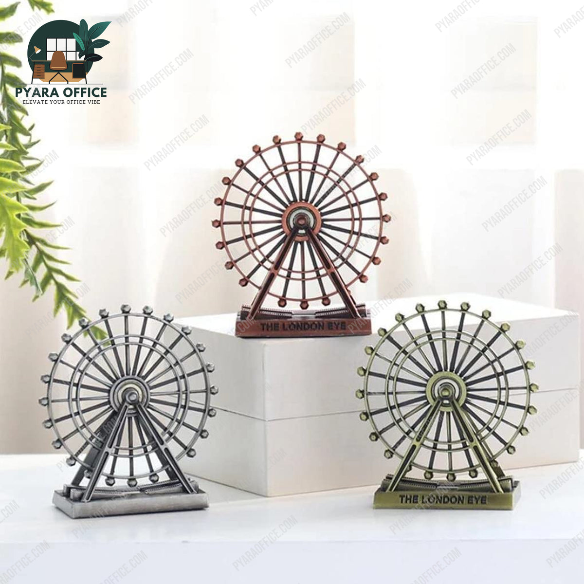 Metal Decortive London Eye Ferris Wheel Model Home Office Table Desk Top Ornaments