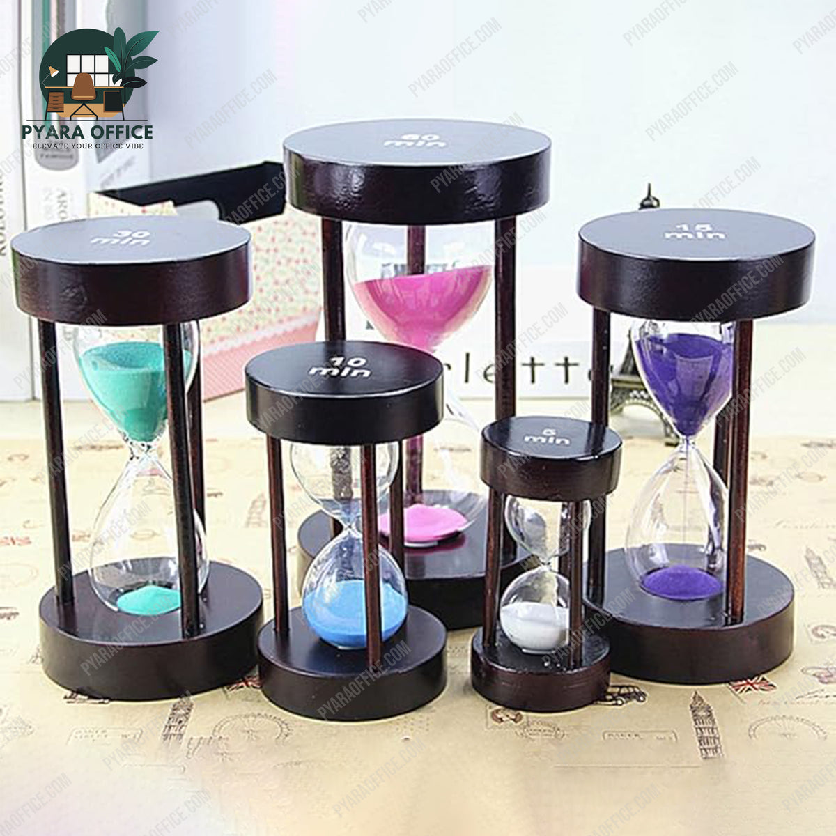 Sand Timer Wooden Round Antique Finish 10 Minutes